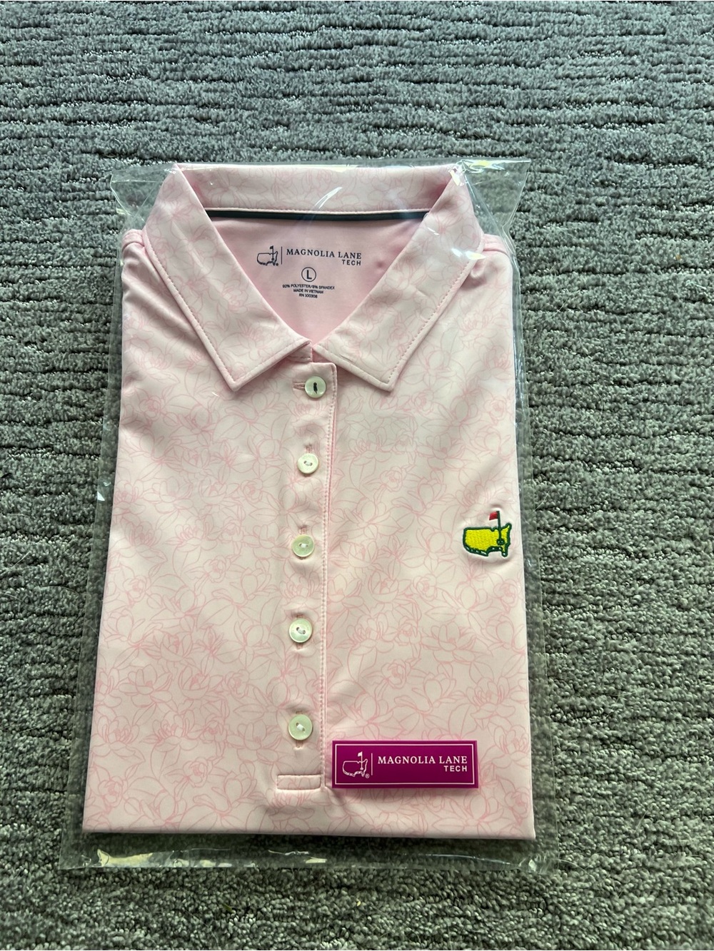 Magnolia Pink Floral-Print Girls' Polo with Embroidered Crest